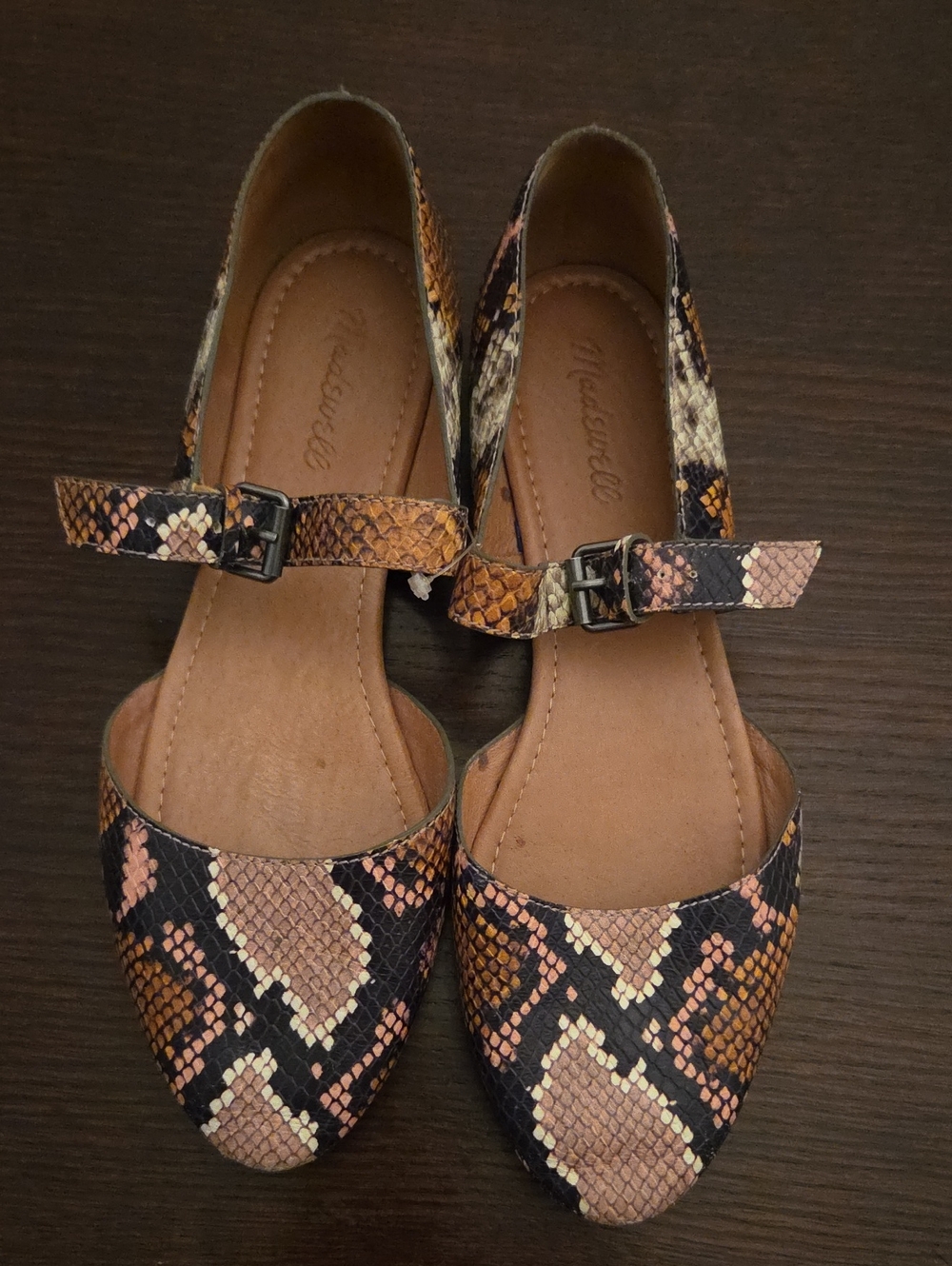 Madewell The Alina Mary Jane Flat Snakeskin Pattern Size 9